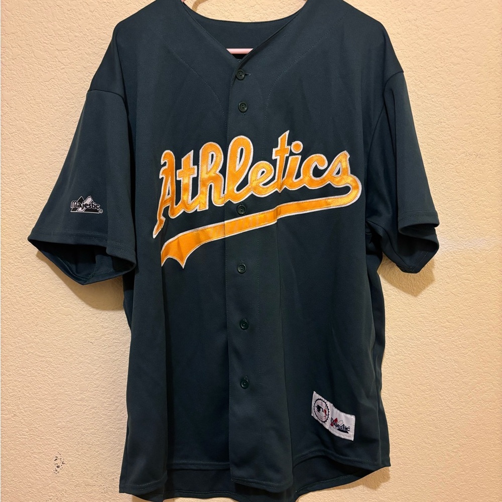 Oakland Athletics Script Logo #19 Papa Majestic Baseball Jersey Size XL